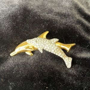Swarovski dolphin brooch